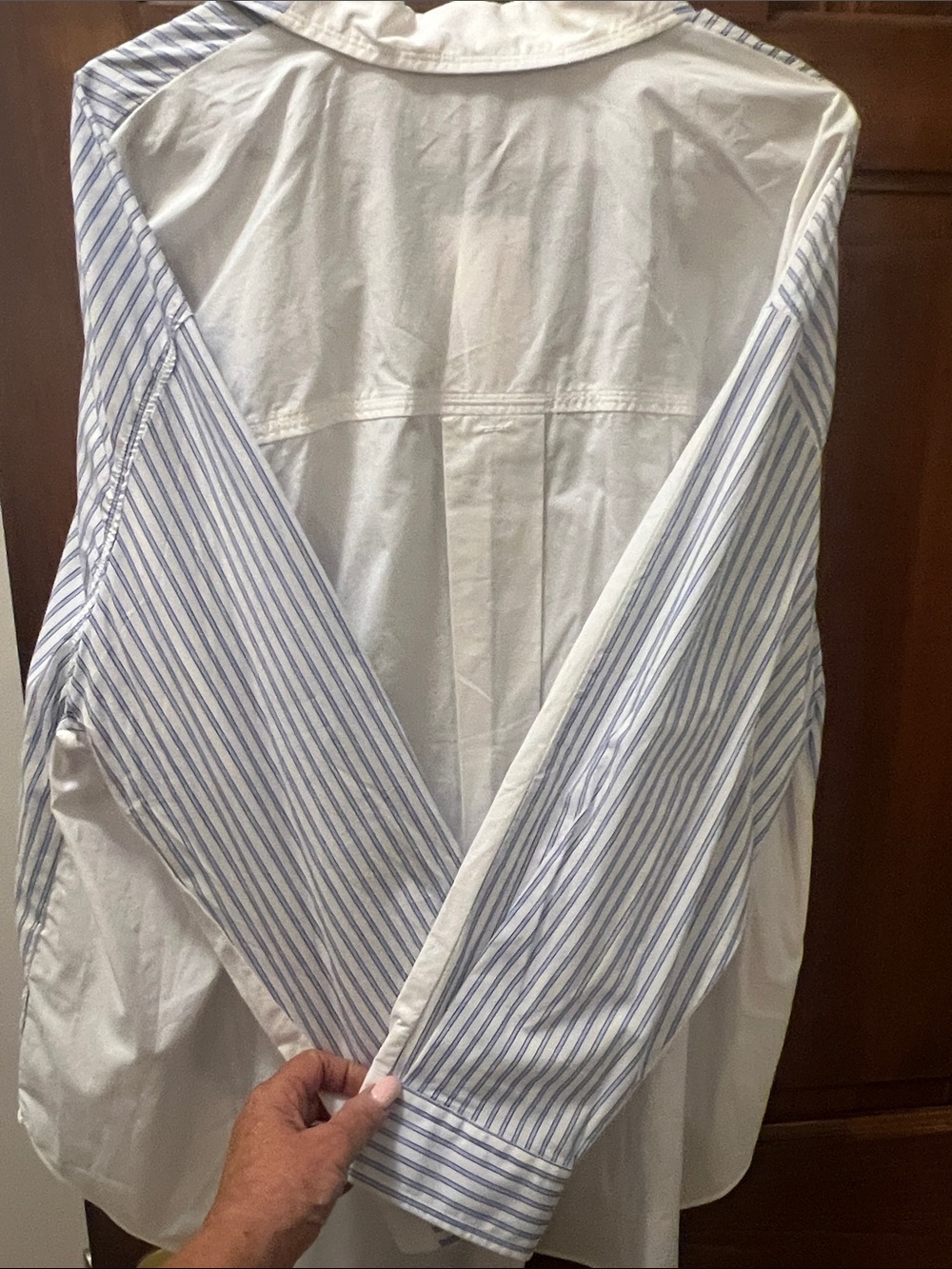 Zara NWT Color block Dress Shirt with Blue Pinstripes - XL - Picture 6 of 9